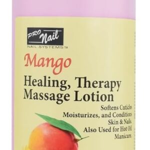PRONAIL - Loción de masaje de terapia curativa - Pedicura profesional, manicura corporal y aceite caliente, infundido con aceites naturales, vitaminas, pantenol y aminoácidos (mango, 32 onzas)